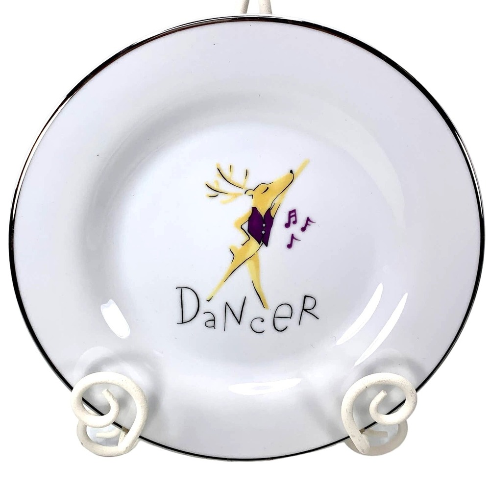 Pottery Barn DANCER REINDEER Dessert Salad Plate 8.5" Retired
